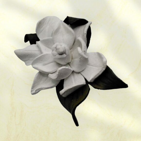 White Leather Flower Brooch from Canadian Naturals - Picture 5 of 5